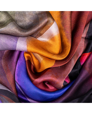 Aalam Châle | Printed Scarves Satin Silk | FOULARD 'O' SATINE DE SOIE IMP 1.05 ACF | 239,00 MAD | Casablanca, Morocco