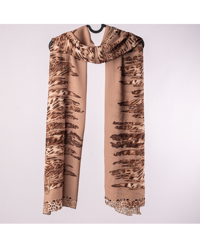 عالم الشال | شالات مطبوعة إندو شيفون | CHALE DIG (10-12) INDO CHIFFON STRASS IMP KBD ACF | 200,00 MAD | الدار البيضاء، المغرب