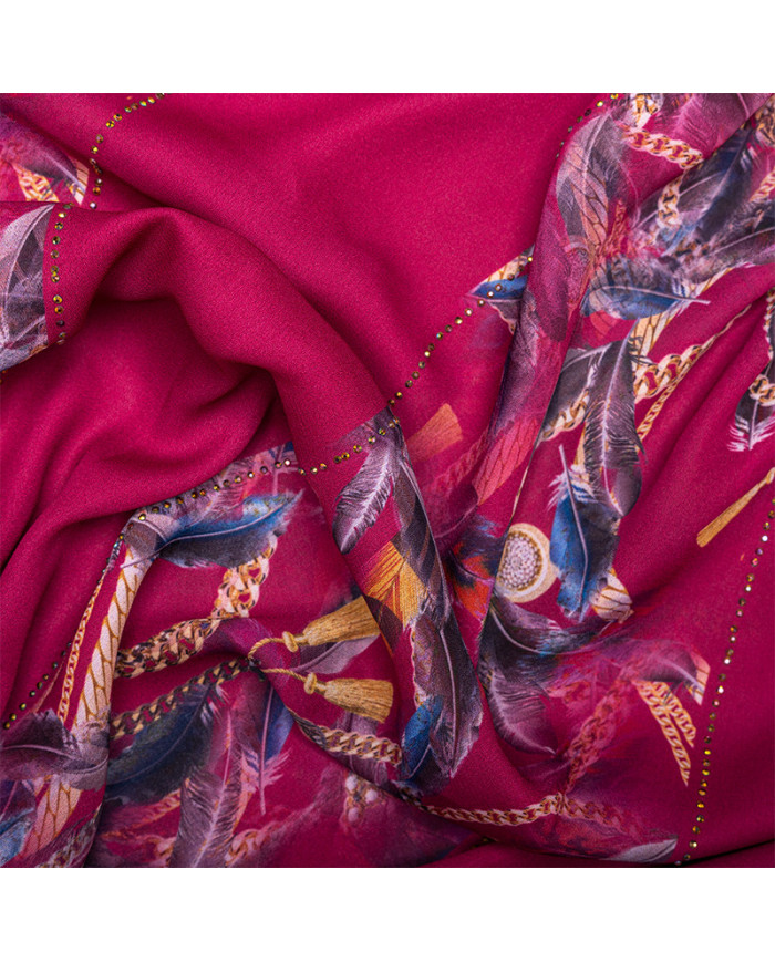 Aalam Châle | Châles Imprimés Tissu Premium | CHALE STRASS DIGI CREPE ASSIL IMP 0.70 X 1.80 | 100,00 MAD | Casablanca, Maroc