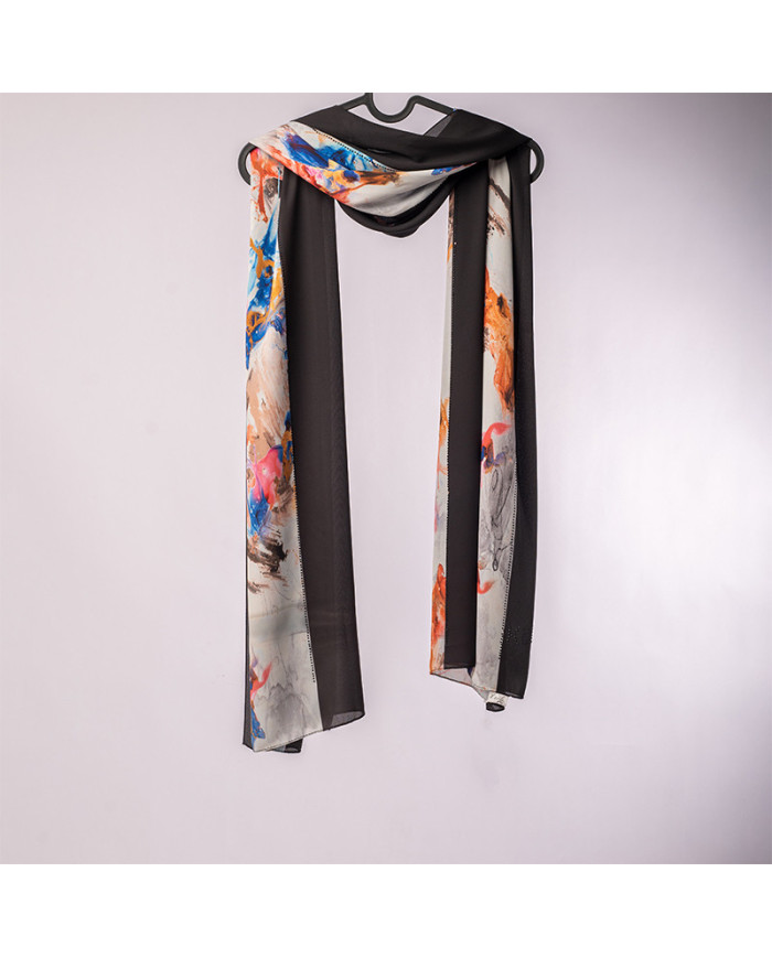 Aalam Châle | Printed Shawls Premium Fabric | CHALE STRASS (4-6) CREPE IMP 70 X 1.80 | 100,00 MAD | Casablanca, Morocco
