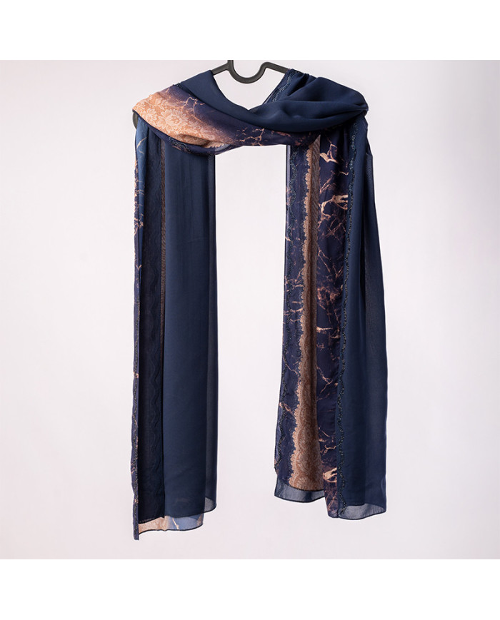 Aalam Châle | Printed Shawls Indo Chiffon | CHALE PATCHALE (7-9) DIGI INDO CHIFFON STRASS 70X180 ACF | 180,00 MAD | Casablanca, 
