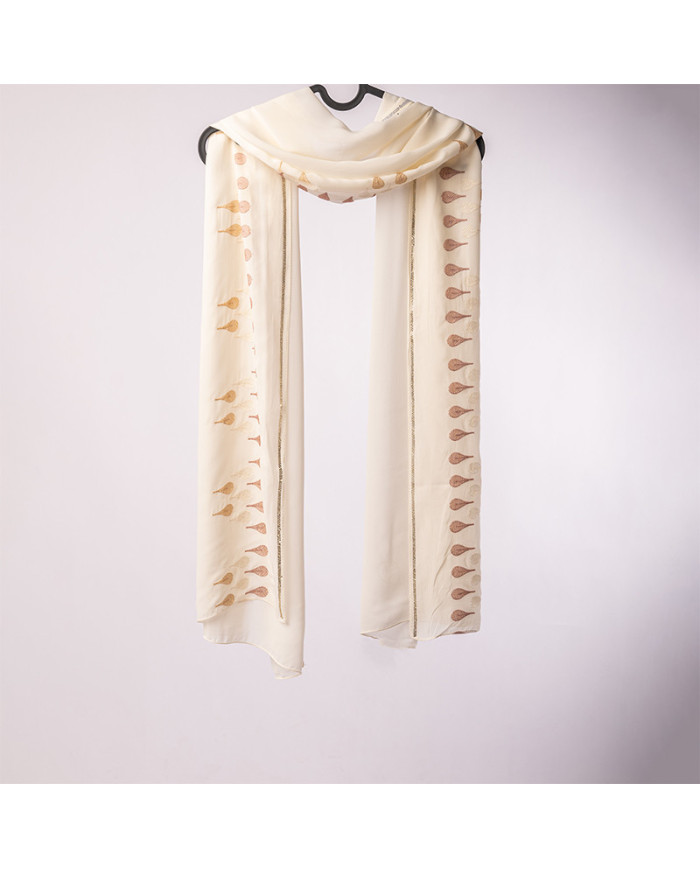 Aalam Châle | Solid Shawls Premium Fabric | CHALE INDO BRD STRASS UNI 0.70 X 180 (4L0084) KBD | 129,00 MAD | Casablanca, Morocco