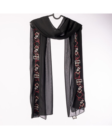Aalam Châle | Solid Shawls Premium Fabric | CHALE INDO BRD STRASS UNI 0.70 X 180 (2L0082) KBD | 129,00 MAD | Casablanca, Morocco