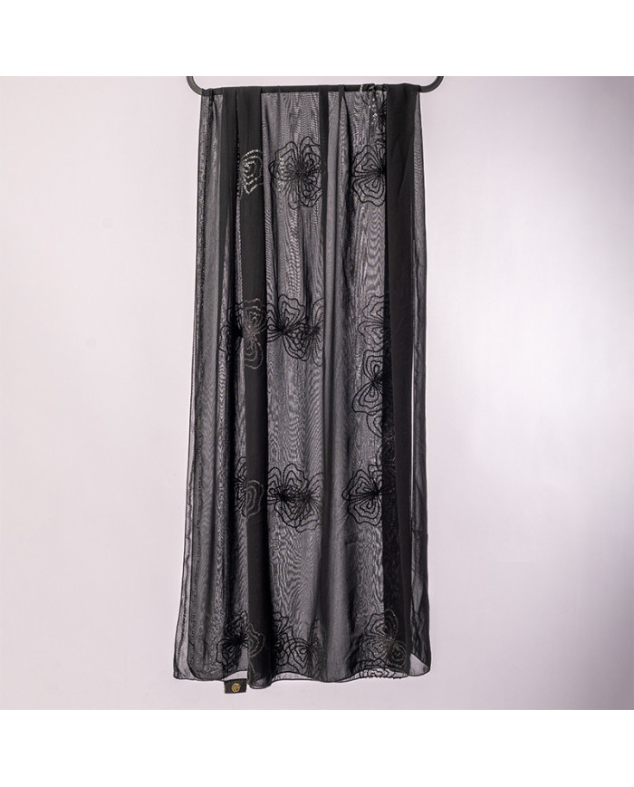 Aalam Châle | Solid Shawls Premium Fabric | CHALE INDO BRD STRASS UNI 0.70 X 180 (2LA072) KBD | 129,00 MAD | Casablanca, Morocco