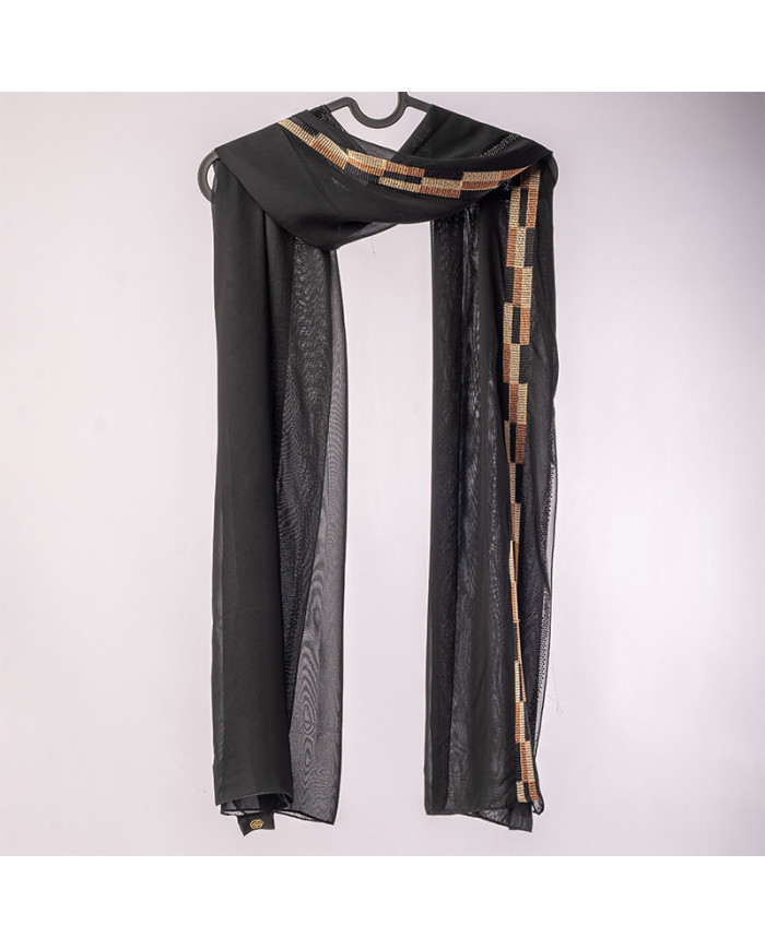 Aalam Châle | Solid Shawls Premium Fabric | CHALE INDO BRD STRASS UNI 0.70 X 180 (6L0087) KBD | 129,00 MAD | Casablanca, Morocco